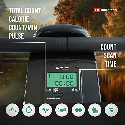 Hop-Sport Rudergerät Boost, Magnetbremssystem, LCD Display, 10 Widerstandsstufen, Klappbar, Cardiogeräte für Zuhause, Ideal für Ganzkörpertraining, 120 kg Max. Belastbarkeit