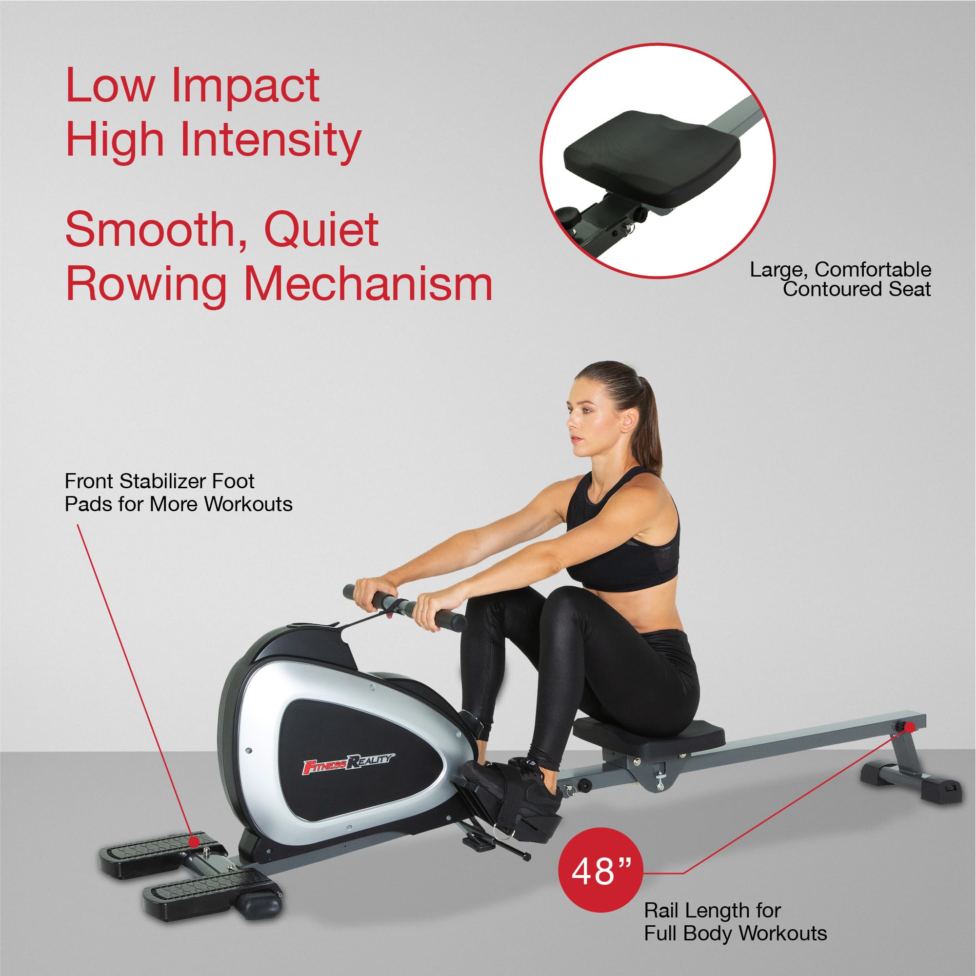 Fitness Reality 1000 Plus Bluetooth Rudergerät mit magnetischem Widerstand, optionalen Ganzkörperübungen und kostenloser App
