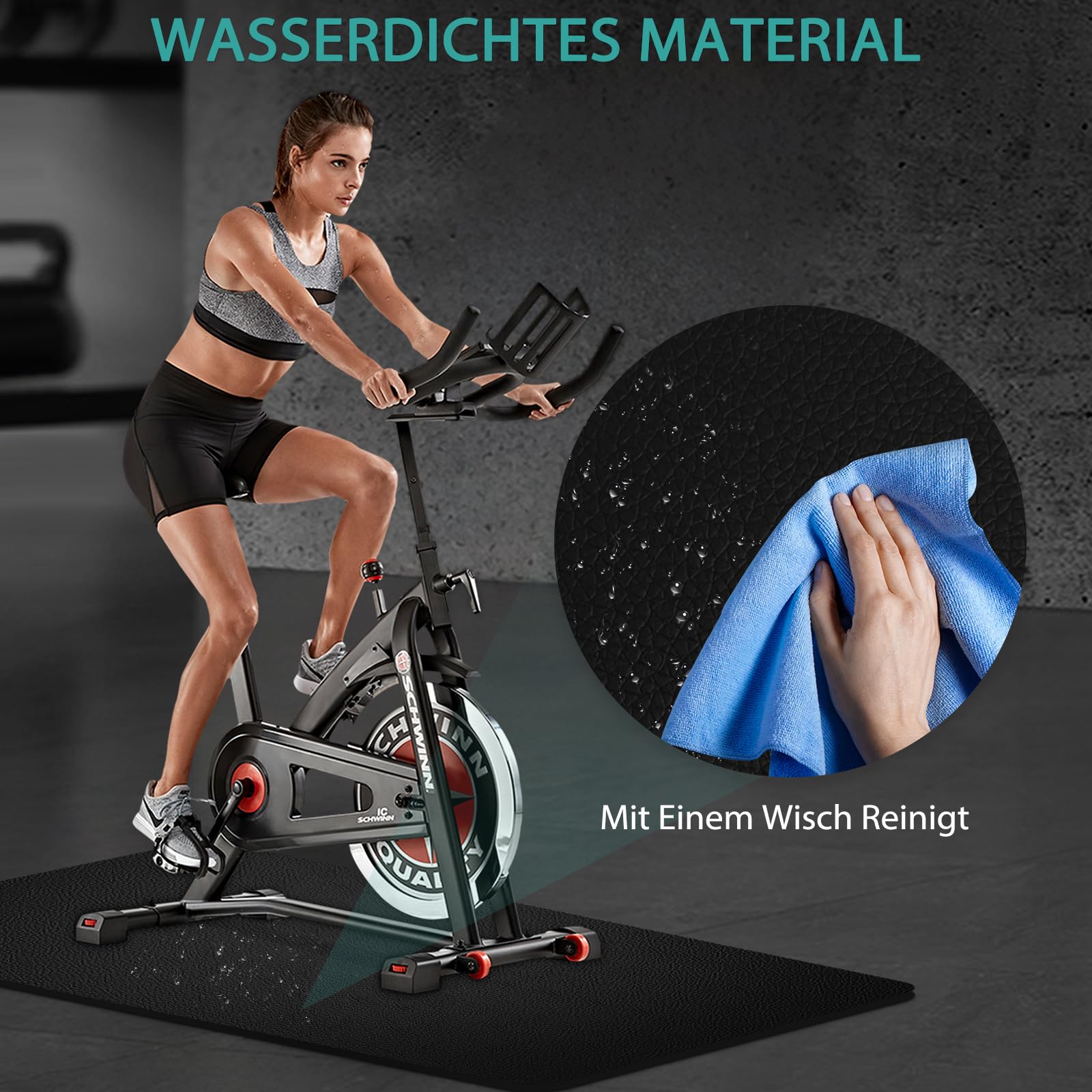 Stoßfeste Bodenschutzmatte für Laufbänder, 6 mm Dicke rutschfeste Unterlage für Fitnessgeräte, PVC-Bodenschutzmatte für Sportgeräte,Matten Fitnessraum Bodenmatte, auch als Yoga Matte(58 * 120 cm)