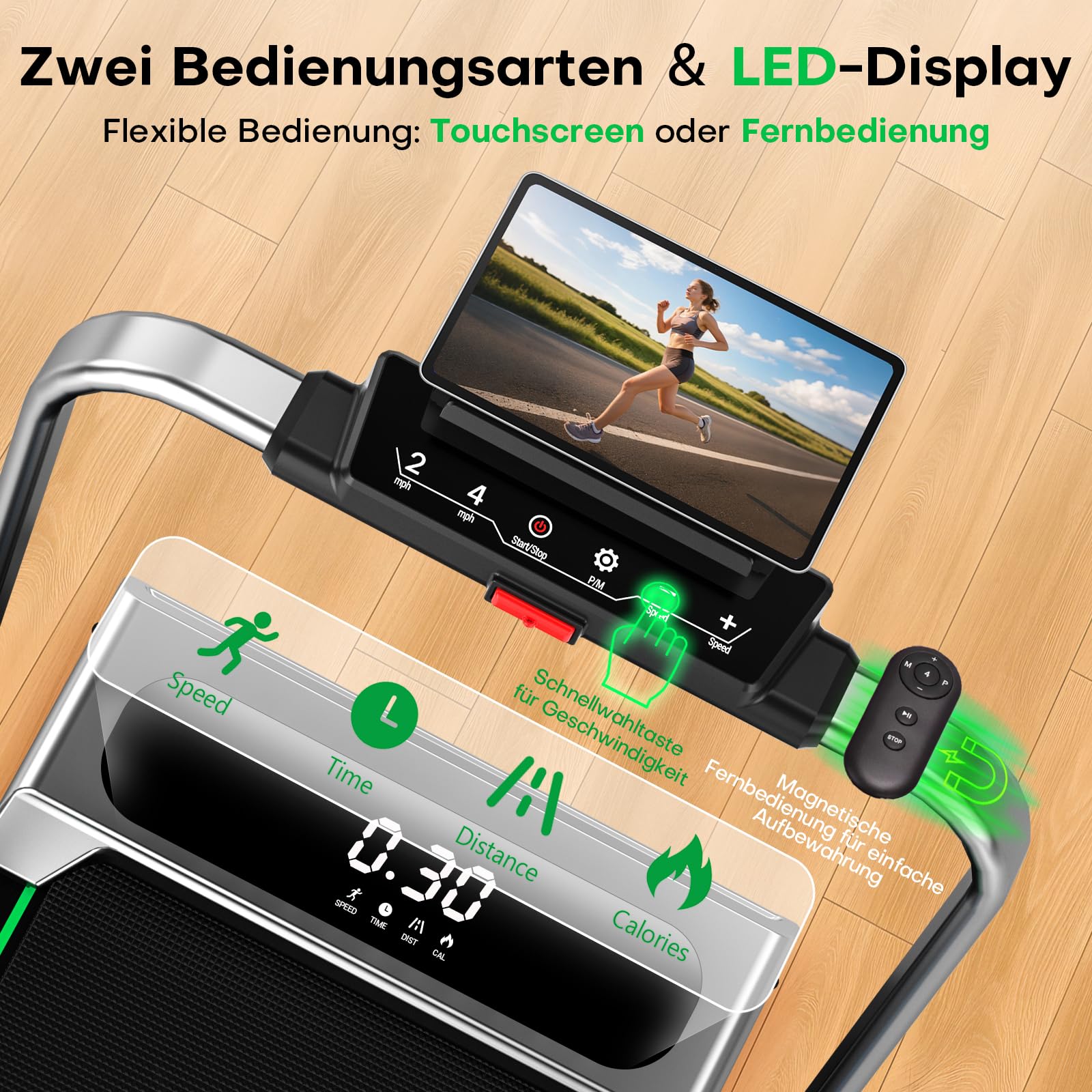 FOUSAE Laufband für Zuhause, 5 in 1 Walking Pad, 12km/h Klappbar Laufband mit 9% Steigung, 2.75HP Walking Machine & Büro mit LED-Anzeige, Fernbedienung und App, Bis 160 kg, Keine Installation