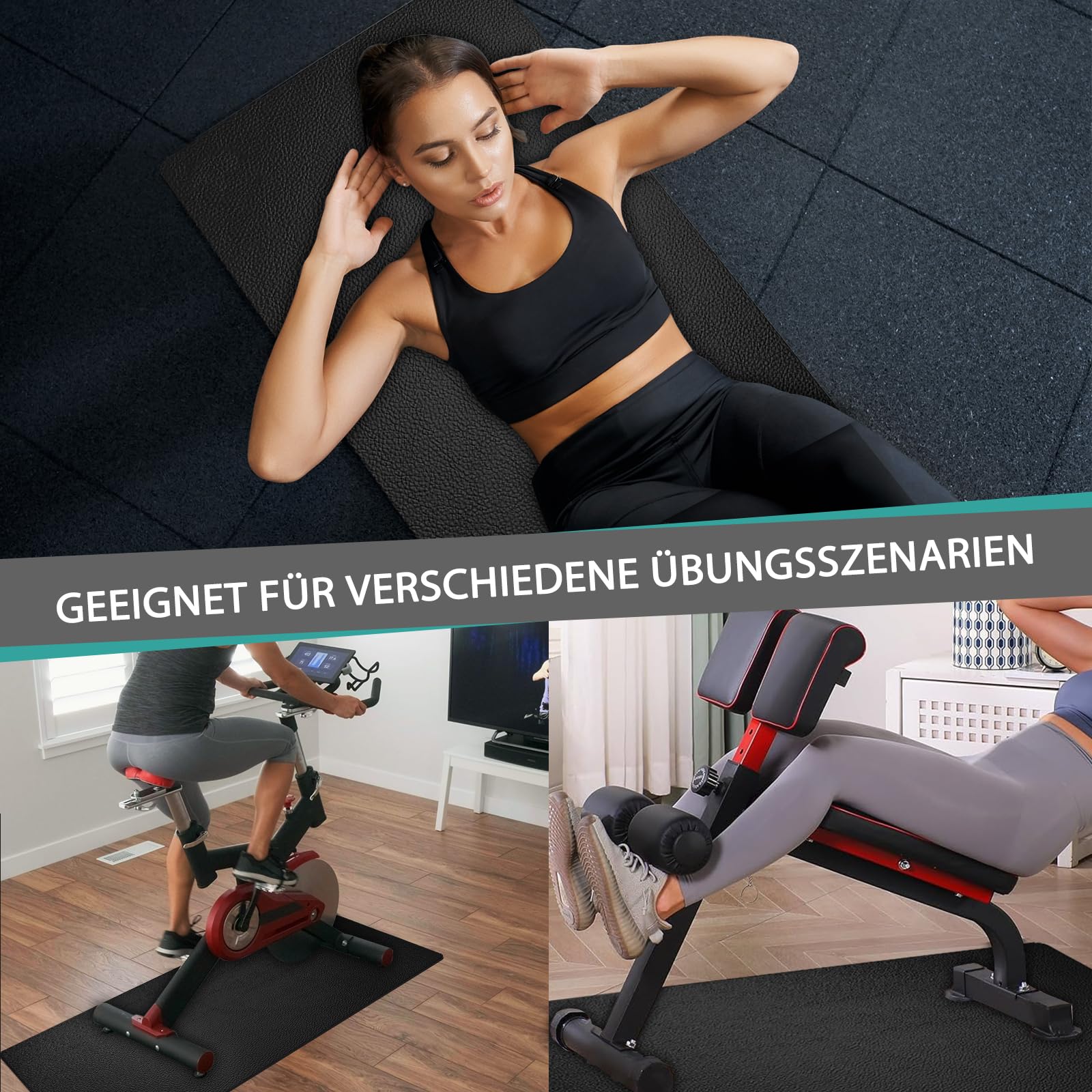 Stoßfeste Bodenschutzmatte für Laufbänder, 6 mm Dicke rutschfeste Unterlage für Fitnessgeräte, PVC-Bodenschutzmatte für Sportgeräte,Matten Fitnessraum Bodenmatte, auch als Yoga Matte(58 * 120 cm)