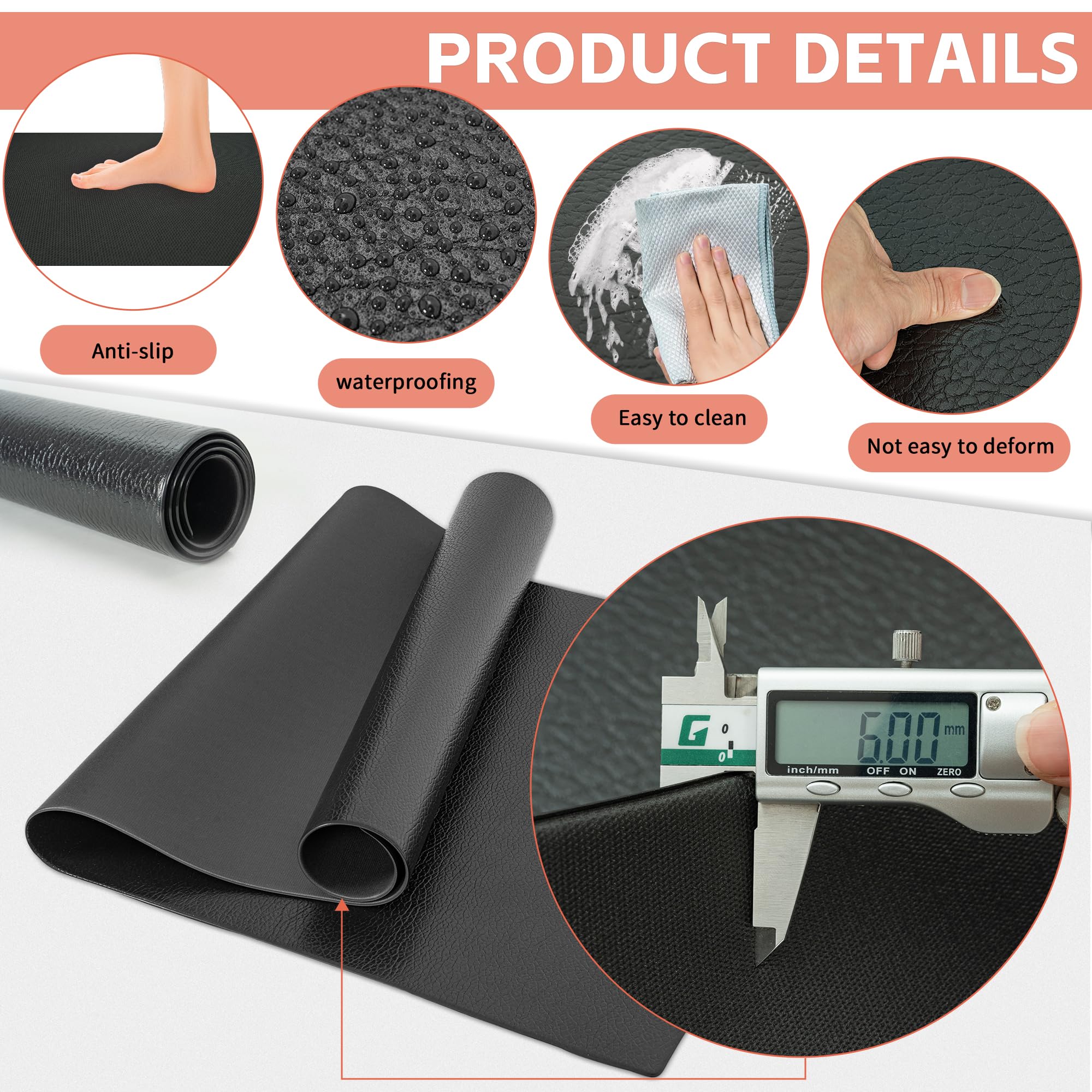 AKOZLIN Bodenschutzmatten, 6mm Hochdichte PVC-Bodenschutzmatten für Sportgeräte, Fitnessgeräte, Crosstrainer und Laufbänder, Rollentrainer Matte, Anti-Rutsch-Trainingsmatten